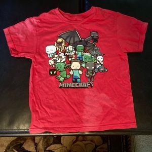 Red Minecraft kids unisex tee shirt
